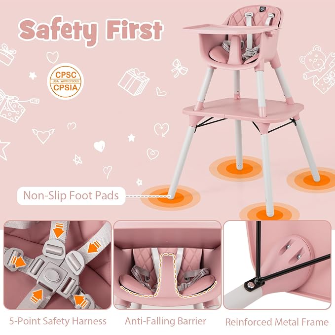 HONEY JOY 5-in-1 High Chair, Convertible Highchair - Image 4