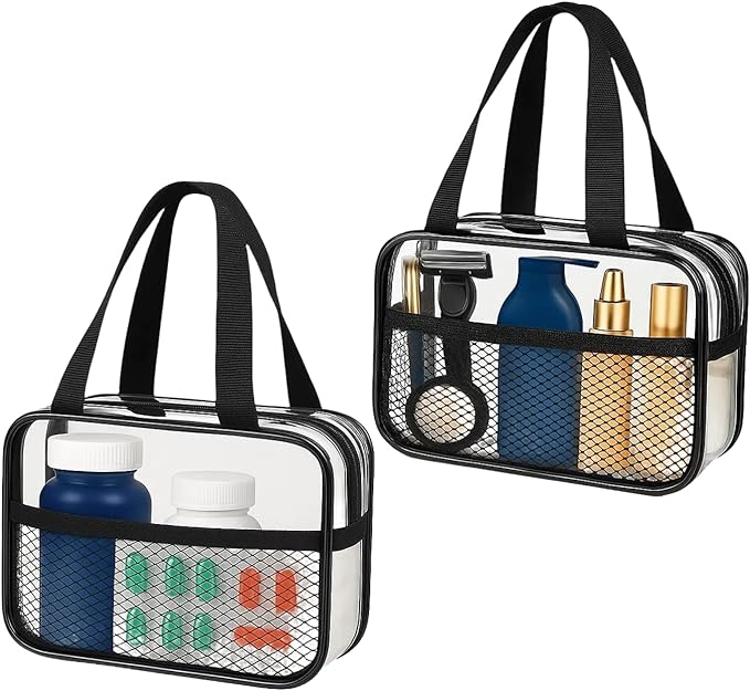 XEWEA 2PCS Small TSA Approved Clear Travel Toiletry Bags by XEWEA