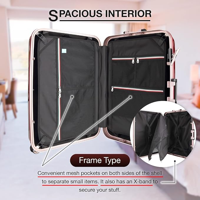 LEGEND WALKER Durable Aluminum Frame Hardside Luggage, 5122-62-GR - Image 4