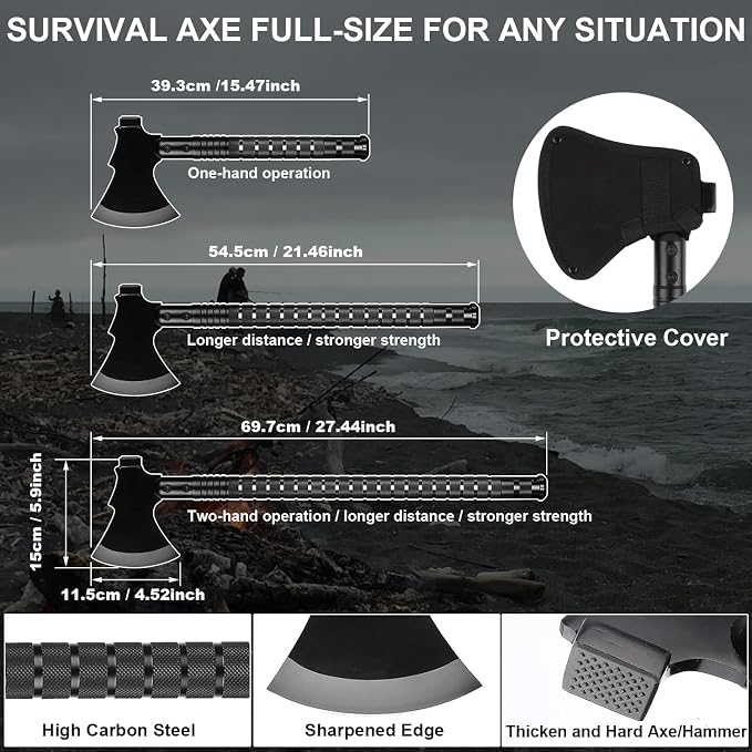 Survival Shovel Survival Axe, Camping Folding Shovels Hatchet - Image 2