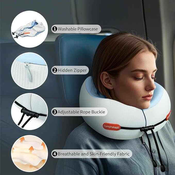Thickened Travel Neck Pillow for Airplanes for Women, Adjustable Right Amount - Image 2