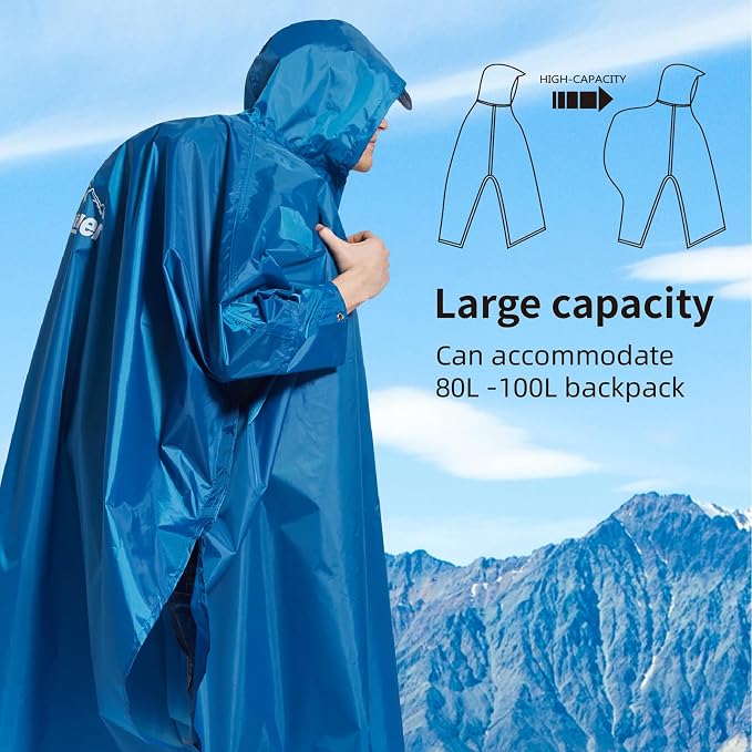 longsinger Hooded Rain Poncho for Adult - Image 2