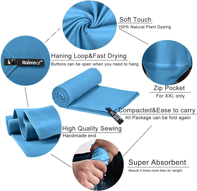 Rainleaf Microfiber Towel Perfect Travel & Gym & Camping Towel. Quick Dry - Image 3