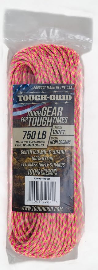 TOUGH-GRID 750 Paracord Rope Nylon Parachute Cord, Made in USA Survival Kit - Image 2