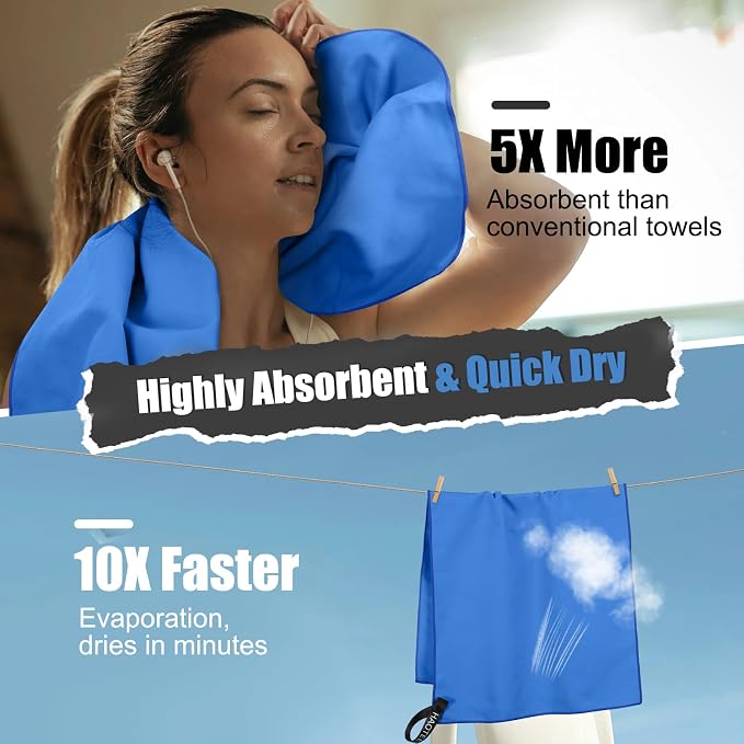 Quick Dry Travel Towel, 3 Sizes 1 Pack Camping Microfiber Towel, Lightweight - Image 4