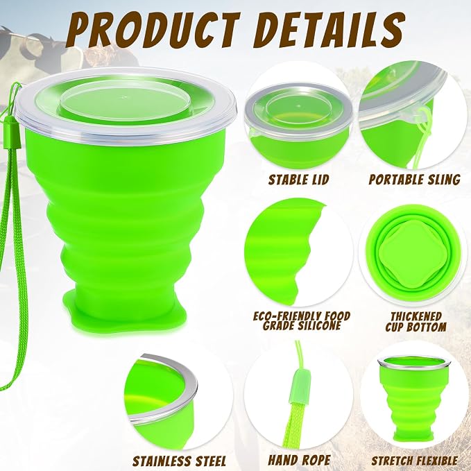 12 Pcs Silicone Collapsible Cup 7.04 oz Folding Camping Travel Collapsible - Image 3
