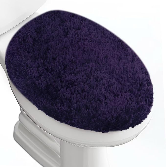 Microfiber Elongated Toilet Seat Cover 19.5"x 15" Machine Washable Solid Toilet by Baahrnom