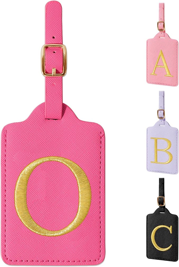 Personalized Initial Rose Red Leather Cute Luggage Tags by izuzta