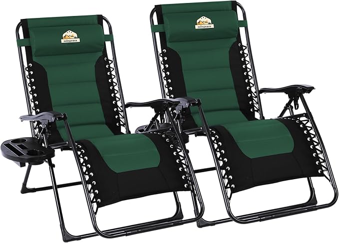 Oversized Padded Zero Gravity Lounge Chair Set of 2, Foldable Patio Anti by ColegenceOutdoor