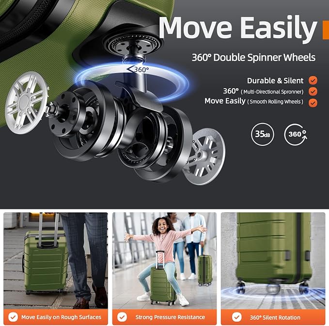 SHOWKOO Luggage Sets Expandable PC+ABS Durable Suitcase Double Wheels TSA Lock - Image 3