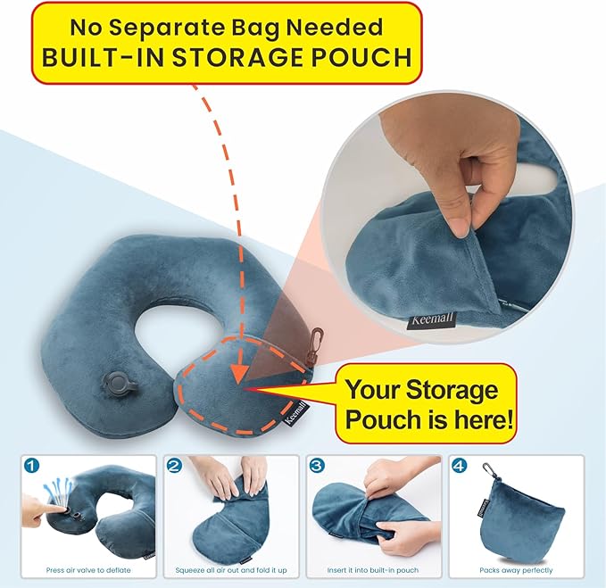 2Pack Inflatable Travel Neck Pillow - Image 2
