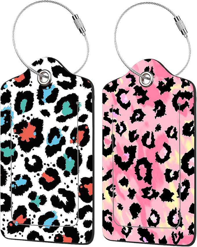 2 Pack Leopard Pattern Luggage Tags by EOBKLAX