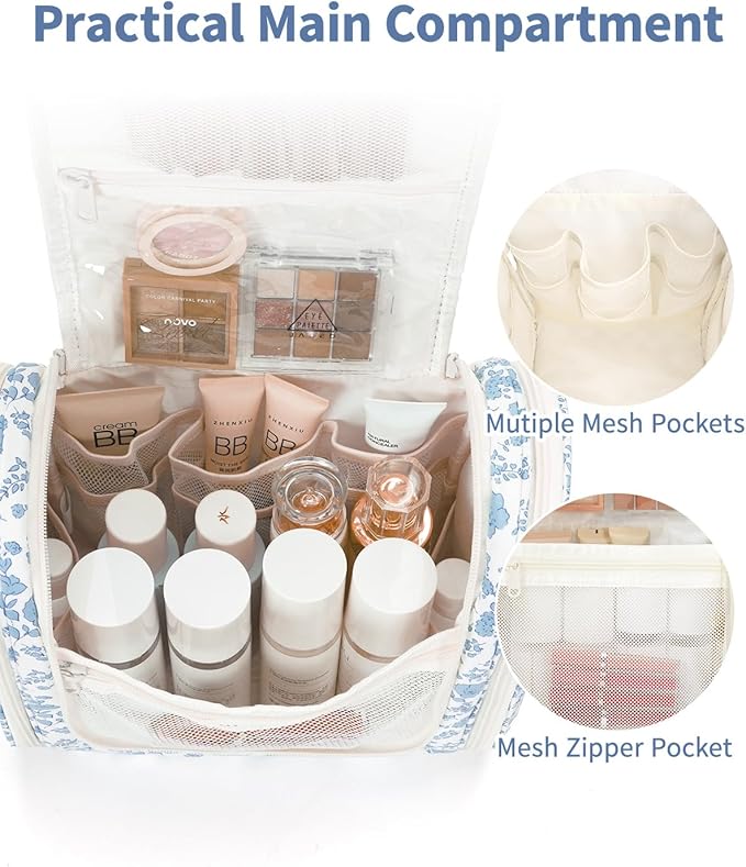 Narwey Hanging Toiletry Bag for Women Travel Makeup Bag Organizer Toiletries - Image 3