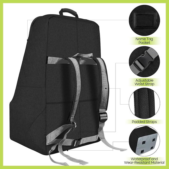 Padded Car Seat Travel Bag for Airplane, Heavy Duty Backpack for Air Travel - Image 2