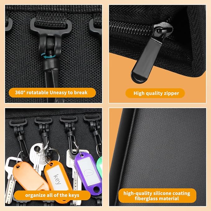 Sdstone Portable Zippered Key Organizer, Fireproof and Waterproof Key Binder - Image 5