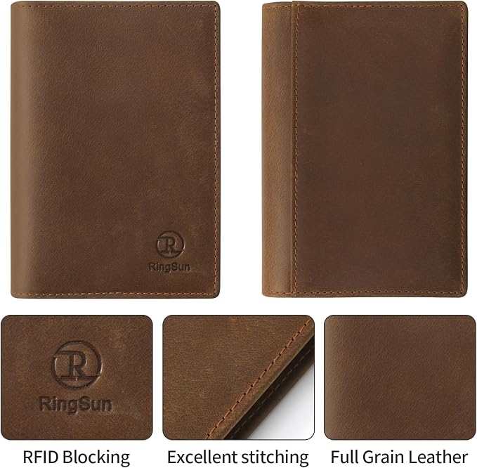 Ringsun Leather Passport Cover for Men Women, RFID Passport Wallet Case Travel - Image 4