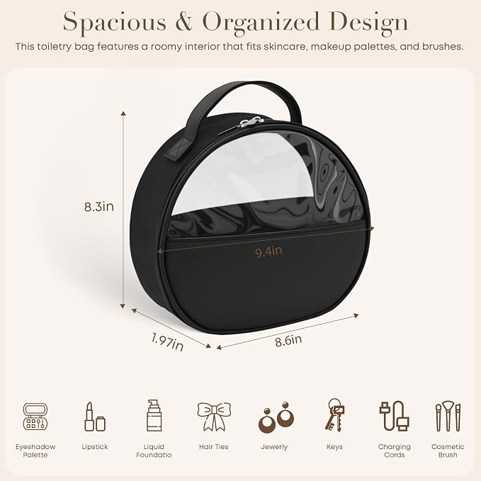 Clear Toiletry Bag, Travel Makeup Bag, Large Transparent Cosmetic Bag - Image 3