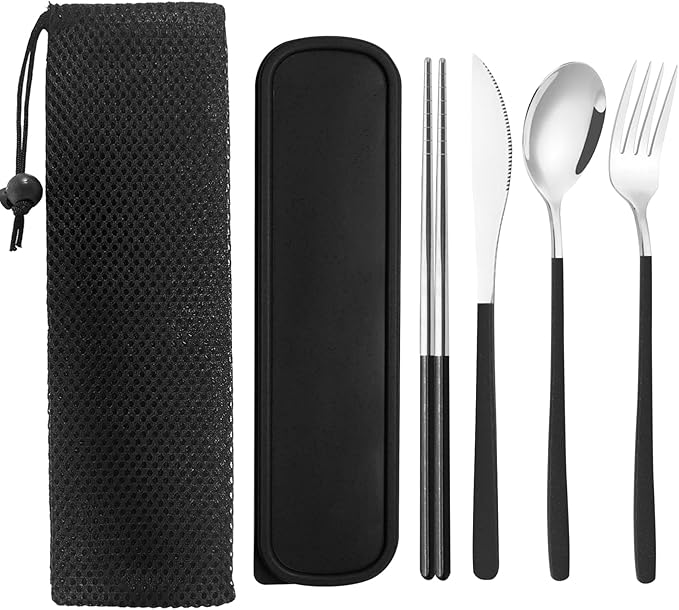 Reusable Utensils with Case, Travel Silverware Set with Case, 18/8 Stainless by TWUTGAYW