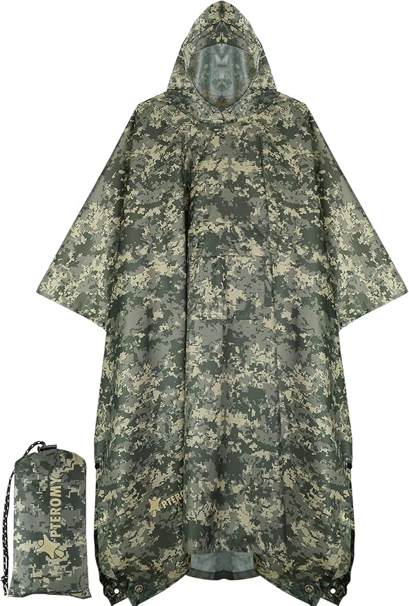 PTEROMY Hooded Rain Poncho for Adult by PTEROMY