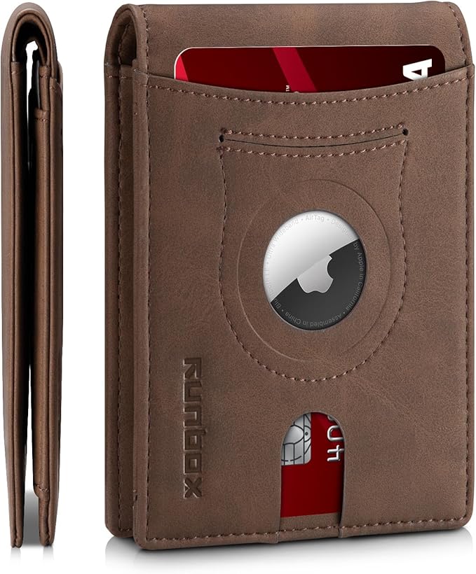 RUNBOX AirTag-Wallet-Mens-Slim-RFID Blocking Wallets Leather by RUNBOX
