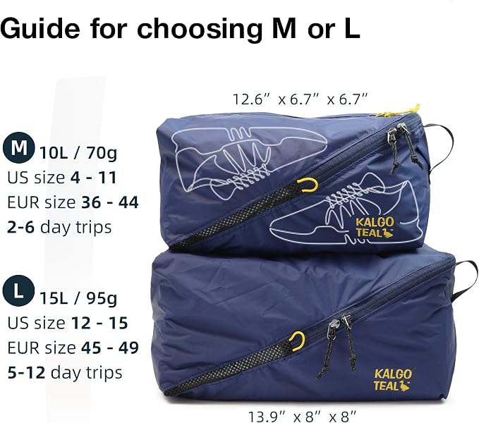 Ultralight Travel Shoe Bag 10L, Fits 2 Pairs Shoes, Large Water-Resistant - Image 4