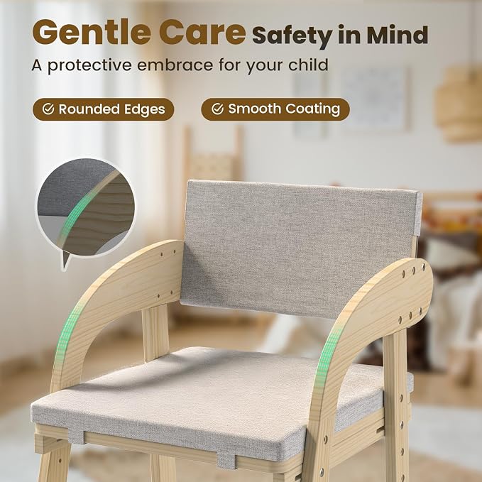 Easyego Wooden High Chair, Height Adjustment - Image 5