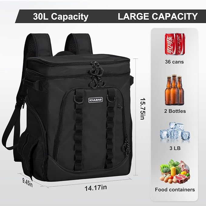 Beach Cooler Backpack for Men 36cans Insulated Backpack Cooler Lunch Bag for - Image 3