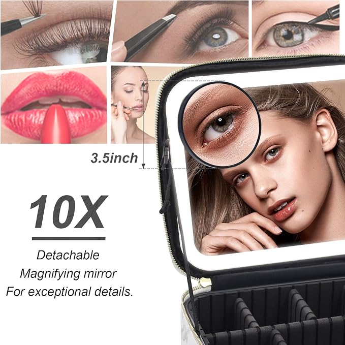 Makeup Bag with Mirror and Light, Makeup Case with Lighted Mirror, Travel - Image 4