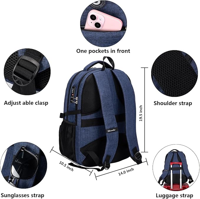 SHRRADOO Anti Theft Laptop Backpack Travel Backpacks - Image 3