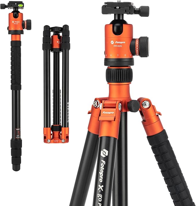 Fotopro 68" Camera Tripod for DSLR, Heavy Duty Compact Travel Tripod by Fotopro