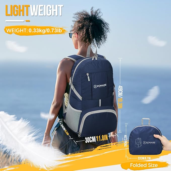ZOMAKE Lightweight Packable Backpack 35L, Light Foldable Backpacks Water - Image 2