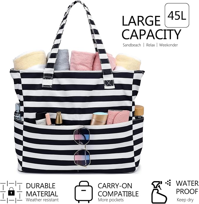 LEDAOU Beach Bag Waterproof Sandproof Women Tote Bag Pool Bag - Image 8