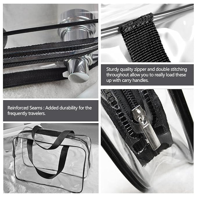 3Pcs Crystal Clear PVC Travel Toiletry Bag Kit - Image 3