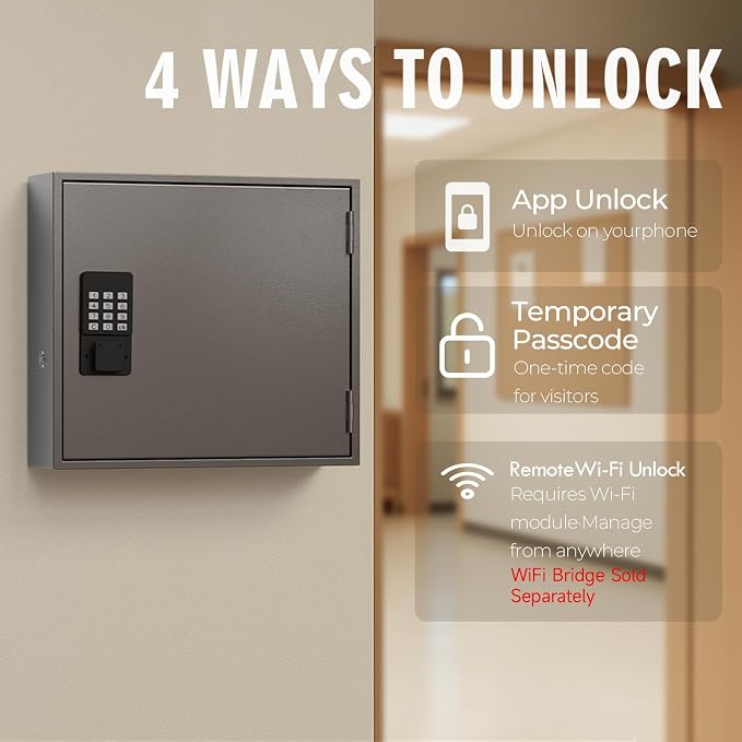 WeHere Smart Key Lock Box, Wall Mounted Key Cabinet - Image 3
