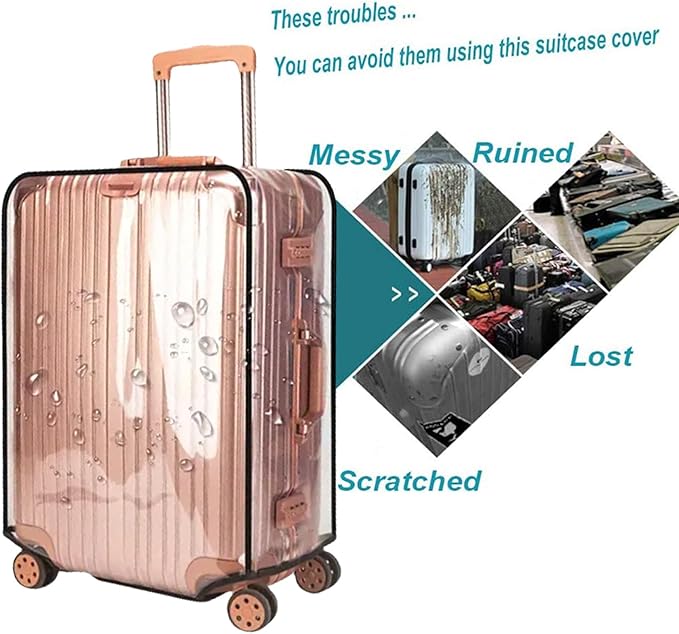 Suitcase Cover for 20" Luggage TSA Approved Clear PVC Thickened Protective - Image 2