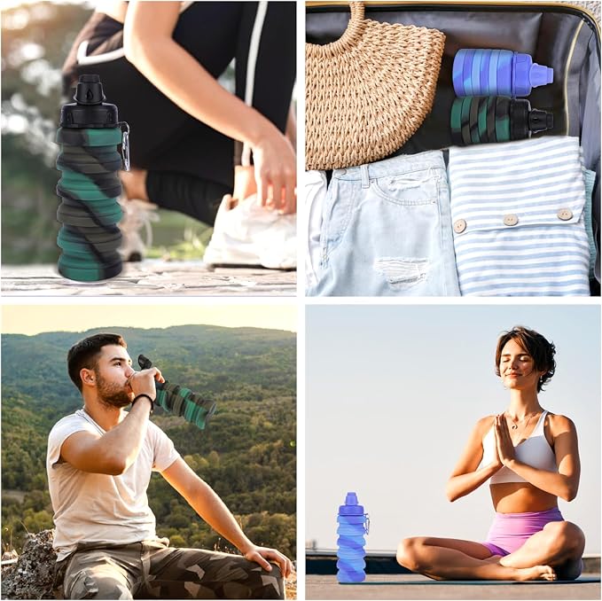 Collapsible Water Bottle for Adults, Reusable Silicone Foldable Water Bottles - Image 8