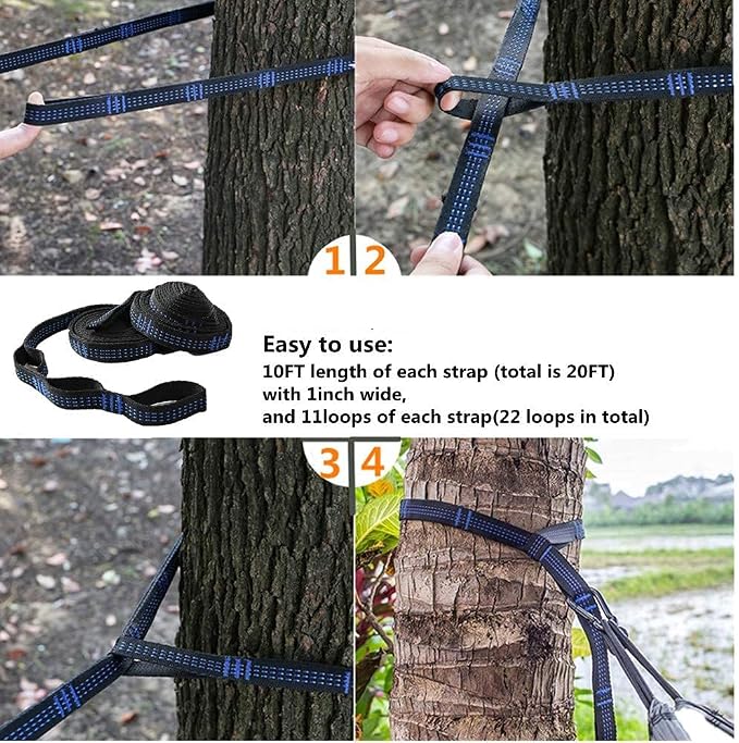 Camping Hammock with Rain Fly Tarp Mosquito Net Heavy Duty Tree Straps Portable - Image 5