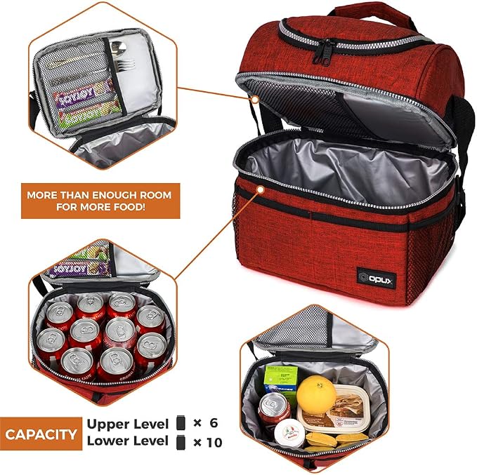 OPUX Lunch Box For Men Women, Insulated Large Lunch Bag Adult Work, Double - Image 7