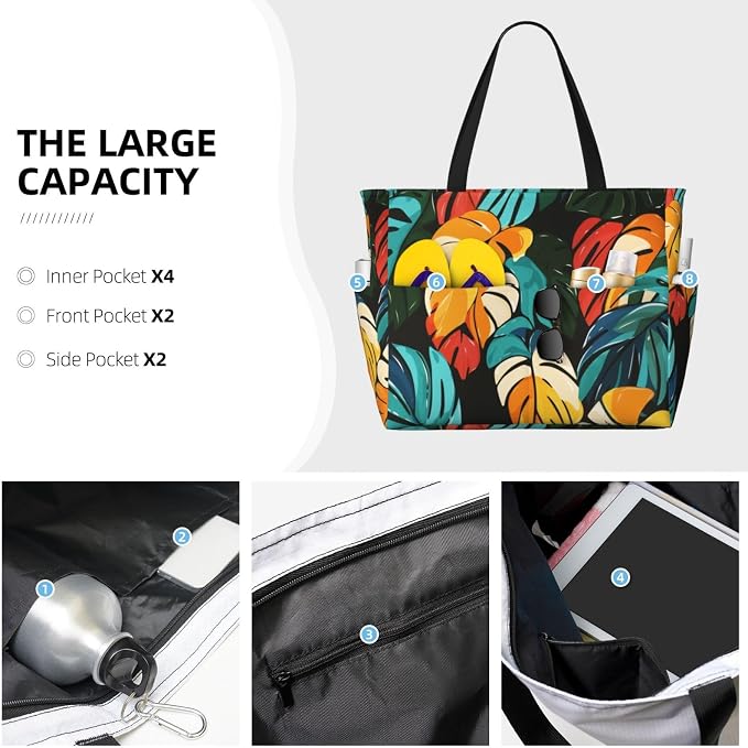 Beach Bag for Women Beach Tote Bag Waterproof Sandproof Large Bags - Image 3