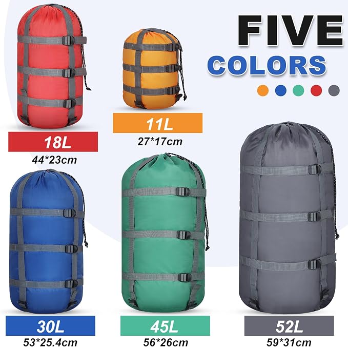 5 Pack Compression Stuff Sack 5 Assorted Size Sleeping Bag Stuff Sack - Image 2