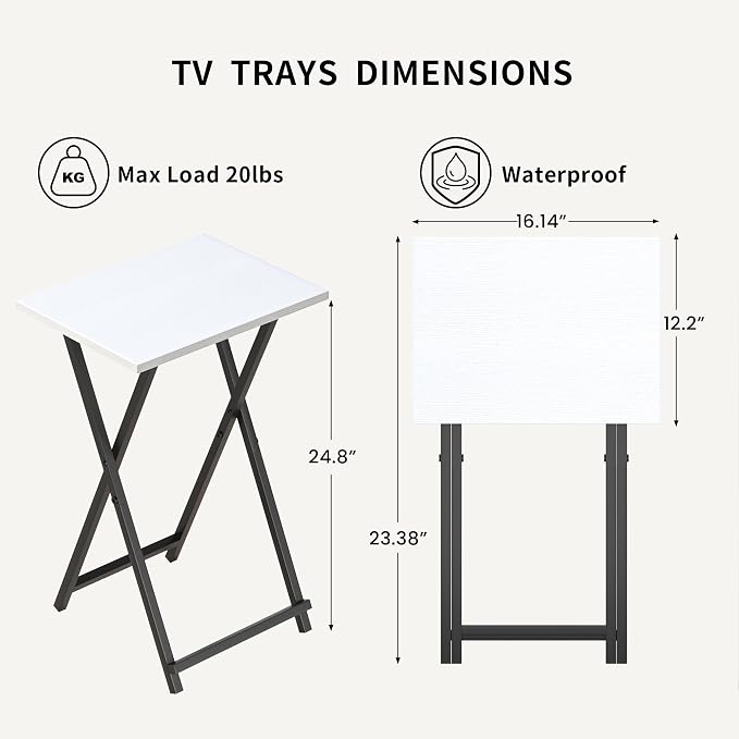 Foldable TV Trays, Small Folding Table, TV Trays Set of 2, TV Dinner Tray - Image 3