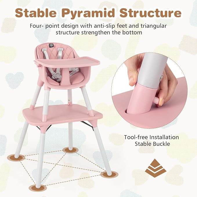 BABY JOY High Chair, 5 in 1 Convertible Highchair - Image 4