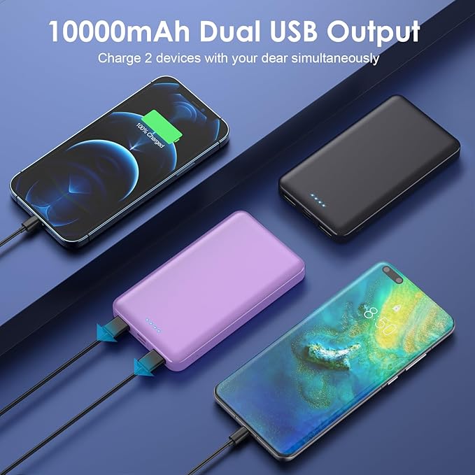 Portable Charger Power Bank 10000mAh, Ultra Slim Compact External Battery Pack - Image 3