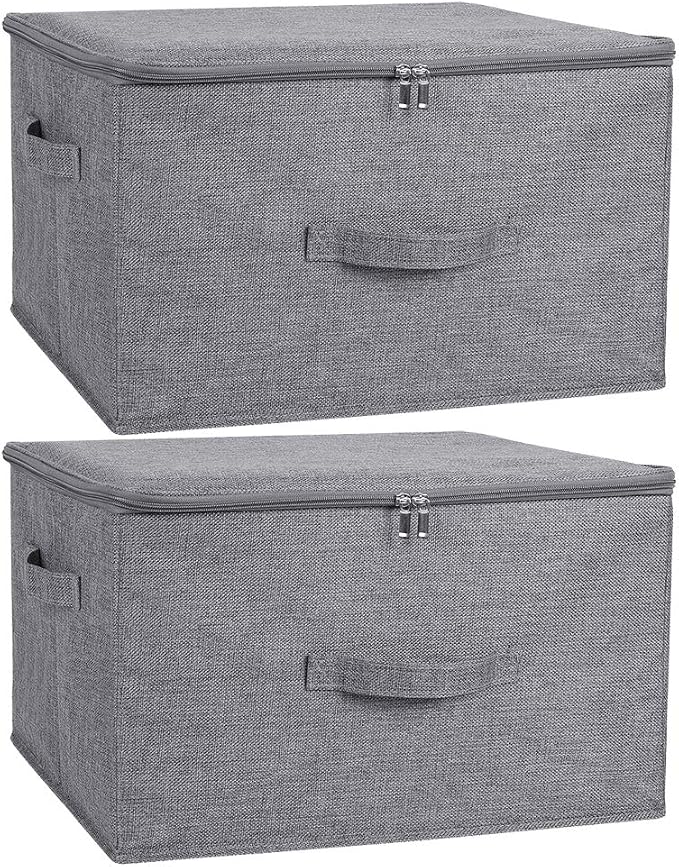 ANMINY 2PCS Storage Bins with Zipper Lids 51.9 Qt Lidded Fabric Storage Boxes by ANMINY
