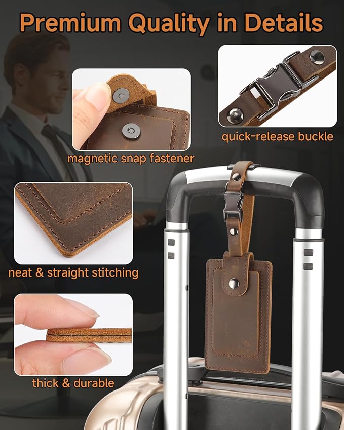 Premium Genuine Leather Luggage Tags - Image 4