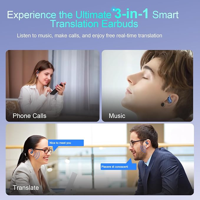 AI Translation Earbuds Real Time, 164 Language Translator Earbud 3-in-1 - Image 3