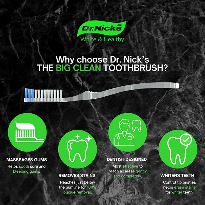 Dr. Nicks White & Healthy The Big Clean Large Toothbrush Medium Soft - Image 2