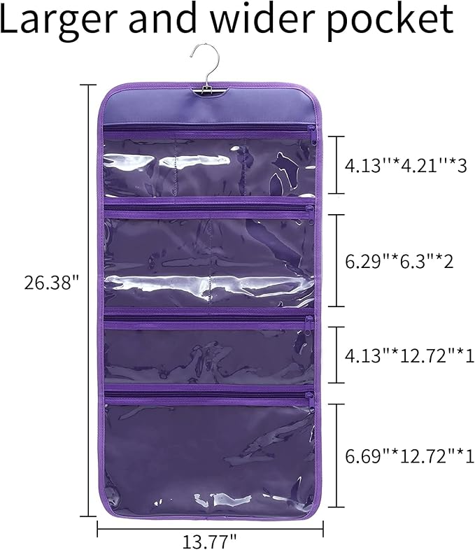 Foldable Clear Hanging Travel Toiletry Bag Cosmetic Organiser Storage - Image 2