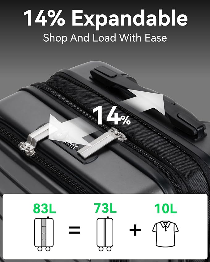 LUGGEX 28 Inch Luggage with Spinner Wheels, Expandable PC Hard Shell Checked - Image 3