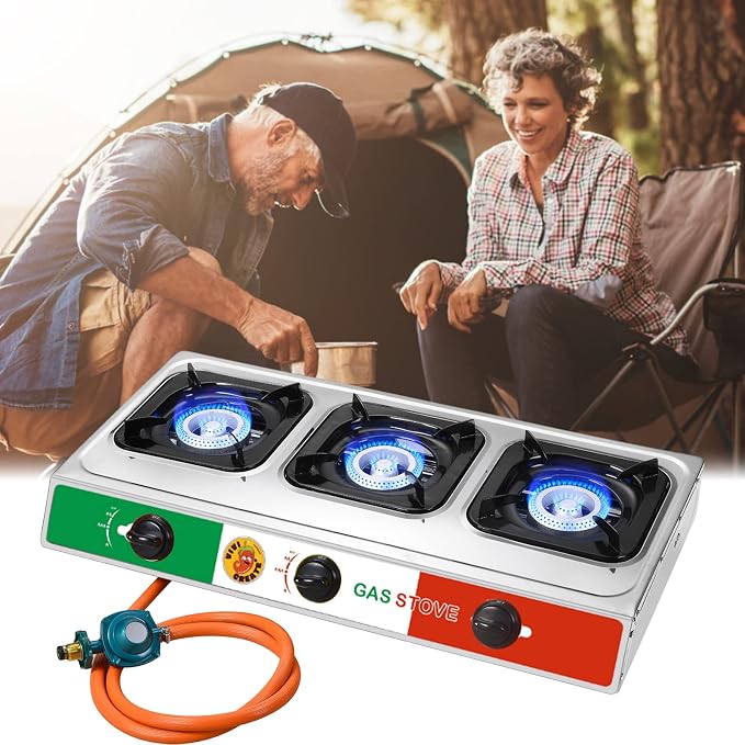 Vivicreate 3 Burner Propane Gas Stove 30000 BTU Stainless Steel Cooktop - Image 5